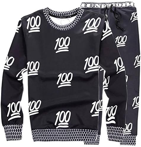 Men's Women's Emoji 100 Scores Printed Pullovers Sweatshirts/Joggers Sweatpants Set