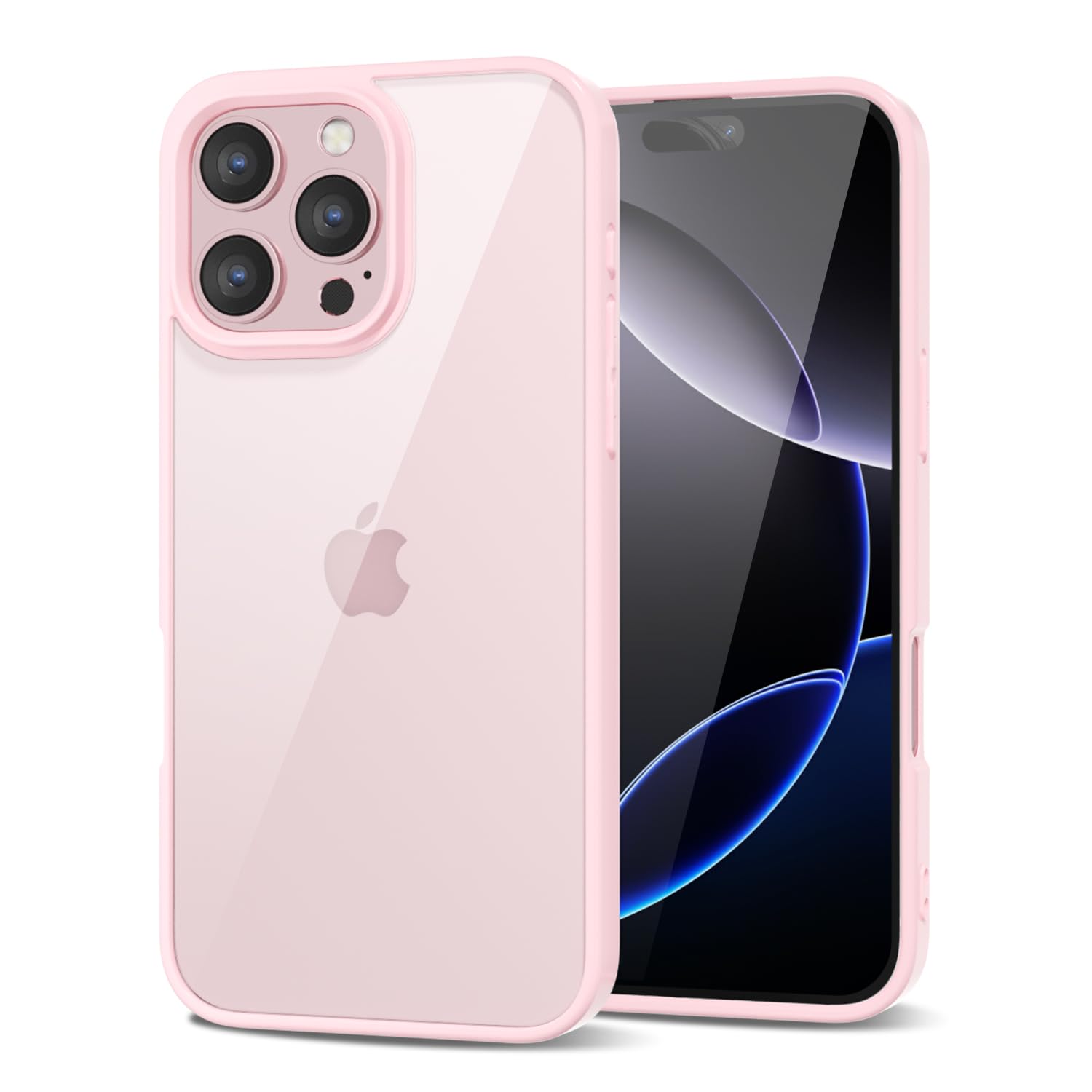 Photo 1 of LoeoeL for iPhone 16 Pro Max Case Clear, Transparent Hybrid 16 Pro Max Phone Case [Hard Plastic & Soft Silicone Bumper] Acrylic Non Yellowing Thin Slim Protective Cover for Women, Light Pink