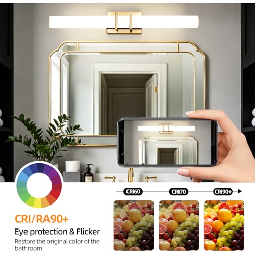 TYhogar LED Wall Light for Interior, 62 cm, 12 W Modern Brass Wall Light, Light for Bathroom Mirror, Hallway, Stairs, Picture, Living Room, Bedroom, Kitchen