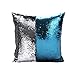 BeneU 16 x 16 inch Double Colors Reversible Sequin Mermaid Pillow Cover, Glitter Sofa Cushion Case - Blue & Silver