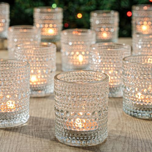 TRIRITE 24 Pack Votive Candle Holders, Clear Glass Tea Light Candle Holder