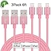 Xcords(TM) 3Pack 6Ft Nylon Braided Lightning to USB Syncing and Charging Cable Cord Compatible with iPhone 7/ 7 Plus/ 6/ 6 Plus/ 6s/ 6s Plus /5/iPad/iPod and More(Rose Gold)