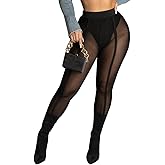 aihuajie Women's Sexy See Through Sheer Mesh Pants Leggings High Waist Casual Sweatpants Tights