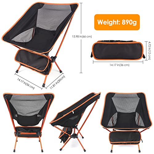 Diealles Shine Folding Camping Chair, Portable Ultralight Folding Chair with Carry Bag, Camping Chairs for Outdoors, Garden, Beach, Fishing, Picnic, Travel, Black