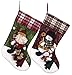 YAMUDA 2 Pcs Set Xmas 3D Lively Christmas Stockings 17.8 Inches Long Santa Claus Snowman Design Christmas Stocking Set of 2 (Extra Large B)