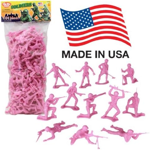 TimMee PLASTIC ARMY MEN: Pink 100pc Toy Soldier Figures - Made in USA by Tim Mee