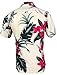Tropical Luau Beach Floral Print Men’s Hawaiian Aloha Shirt (Medium, Cream/Pink)