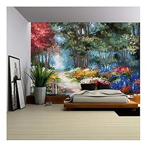 Oil Painting Landscape - Colorful Forest - Removable Wall Mural | Self-Adhesive Large Wallpaper - 66x96 inches