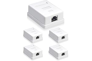 Northetech RJ45 Cat6 Surface Mount Box Shielded 1-Port, Ethernet Jack Box for UTP Cat6/Cat5e/Cat5 Solid or Stranded Cable, 5-