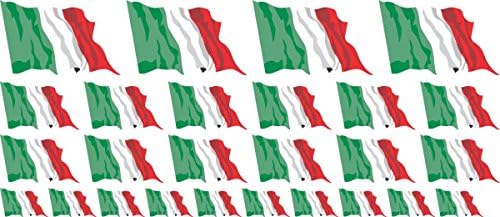 Mini Sticker Pack waving - 4x 51x31mm+ 12x 33x20mm + 10x 20x12mm- Self-Stick - Italy - Self-Adhesive - Flag Decals - for Car, Office and Home - Set of 26