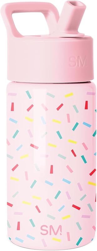 Simple Modern Kids Summit Water Bottle with Straw Lid | 14oz Stainless Steel Cup Insulated Tumbler for Toddlers, School | Confetti
