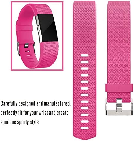 Bands for Fitbit Charge 2 Heart Rate - Rose Pink Classic Fitness Wristband Replacement Accessories WristBand for Fitbit Charge 2 HR