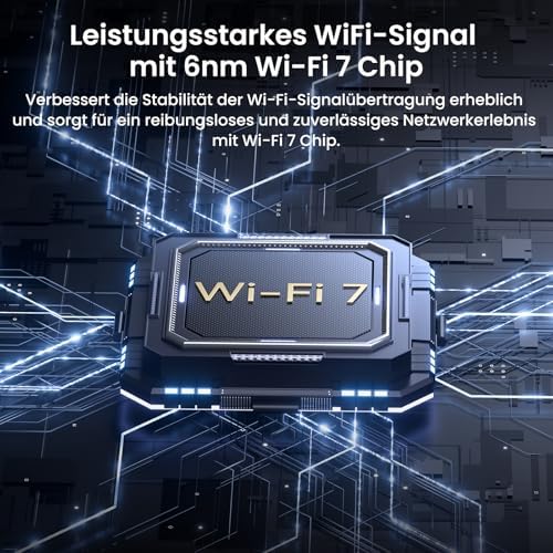 WiFi 7 Router, BE3600 Dualband Gigabit Vertikal-Router, Bis zu 3,6 Gbps, 5 High-Power FEMs, 3 Gigabit-Ethernet-Ports, MLO, VPN, Kindersicherung, AP-Modus, Einfache Einrichtung (RE3L)