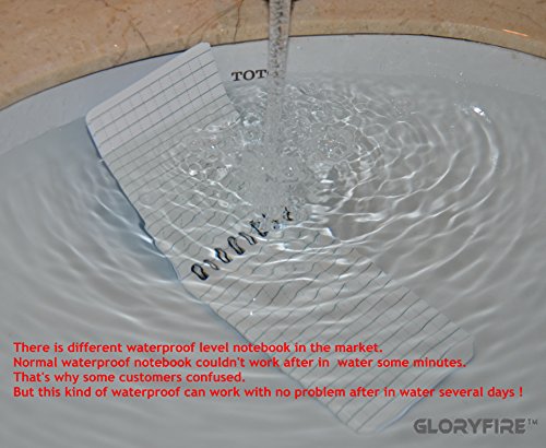 GLORYFIRE Waterproof Notebook All Weather Shower Pocket Tactical Notepad with Cover Steno Pad Memo Book (blue 5pcs)