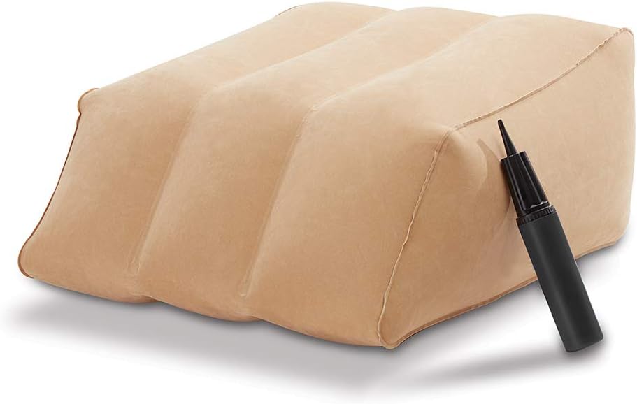 BulbHead Ramp Must-Have Elevating Rest Relieves Leg, Hip and Knee Pain, Improves Circulation, Reduces Swelling-Inflatable Bed Wedge Pillow, Beige: Home & Kitchen