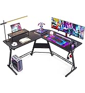 Gaming Desk L Shaped Computer Desk, Corner Desk for Home Office with Monitor Stand 51", Black