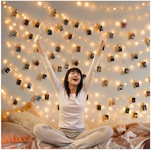 Dolloly 20 LED Photo Clip Lights String Lights Battery Powered 7.2 Ft Wall Decoration Fairy Lights for Home/Party/Christmas Decor Hanging Photos Paintings Pictures Card and Memo