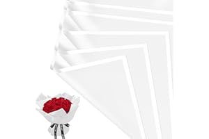 Jutieuo 20 Sheets White Wrapping Paper, Waterproof Translucent Korean Floral Paper for Flower Bouquet Wraps Gift Packaging Florist Supplies (22.8 x 22.8 inch)