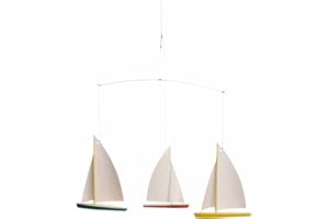 FLENSTED MOBILES Dinghy Regatta/3 Hanging Mobile - 15 Inches Beech Wood - Handmade in Denmark by Flensted