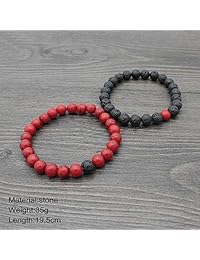 MengPa Mens Lava Stone Rock Bracelet for Women Aromatherapy Anxiety Essential Oil Diffuser Bead Couples Bangle