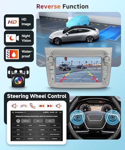 Hodozzy Carplay Car Radio for Alfa Romeo Mito 2008-2016.7 Inch Bluetooth Car Stereo with Android Car/WiFi/GPS/RDS/FM/USB+Reverse Camera