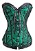Alivila.Y Fashion Womens Sexy Vintage Denim Corset Short Torso Daisy Floral Print Bustier Corsets 2043-Green-L