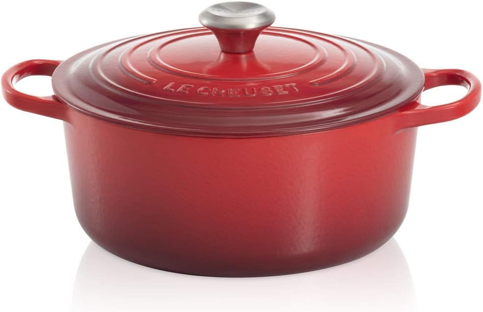 LE CREUSET Signature Cast Iron Round Casserole, 34 cm - Cerise, 13.25 Qt - Image 4