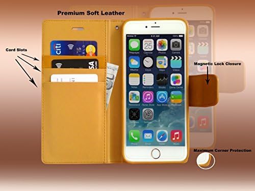 Apple iPhone 6+ Cell Phone Casing [FLAPA Series] Elegant Premium Quality [Synthetic Soft Leather] with [Stand Flip Cover] [Magnetic Lock Closure] [Card Slot] [Cash Compartment] (Camel, iPhone 6+)