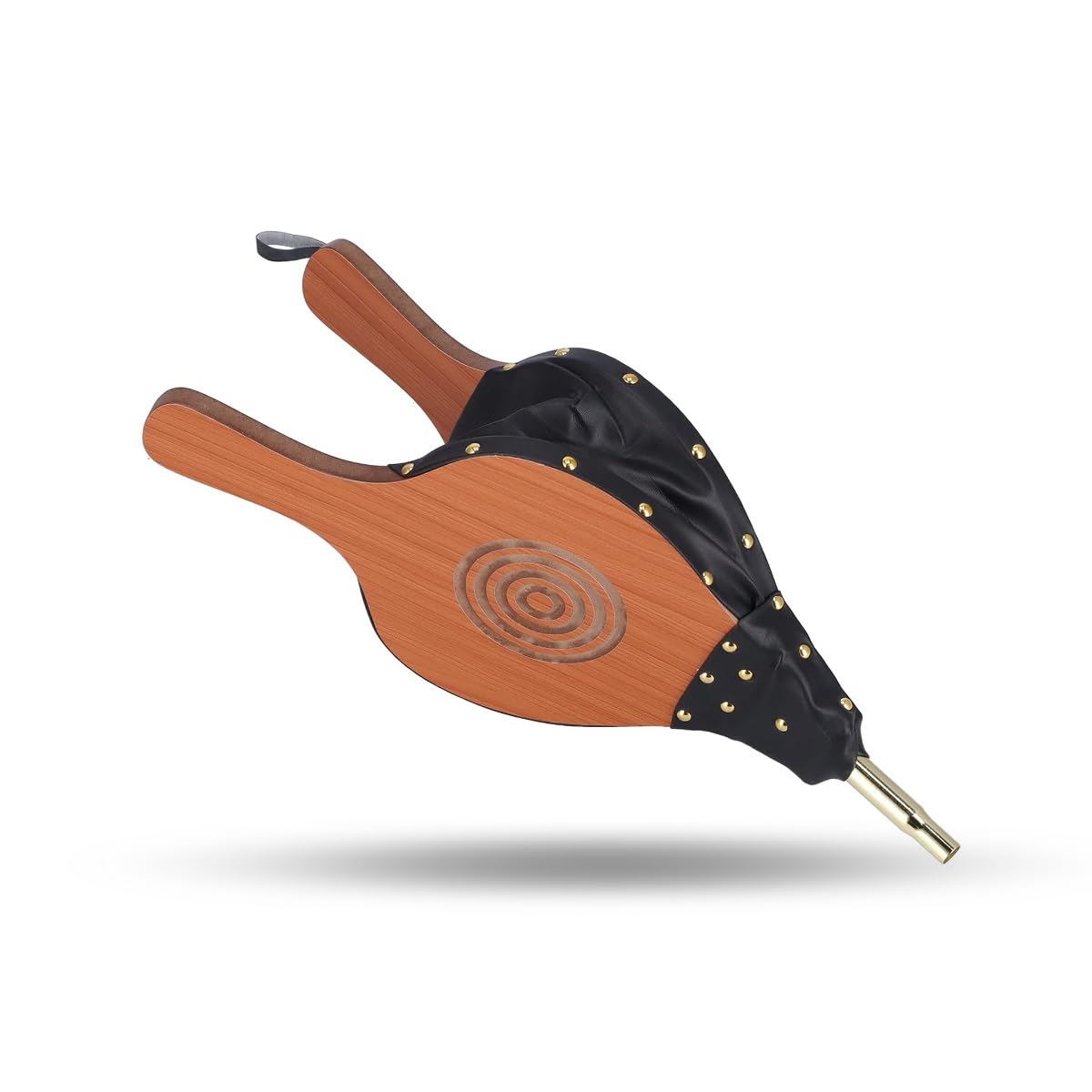 Septpenta Fireplace Bellows, 17.9X7.8in Leather Wooden Fireplace Bellows, Large Fire Blower, with Sling Long Handle for Outdoor Camping Bbq