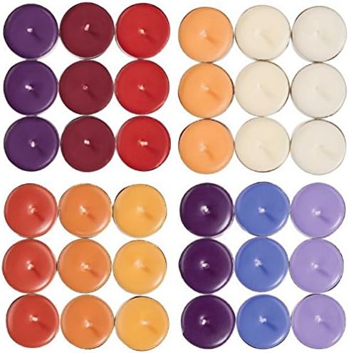 Melinera Scented Tealight Candles, Cherry, Vanilla, Lavender and Orange, 4 sets, 72-ct