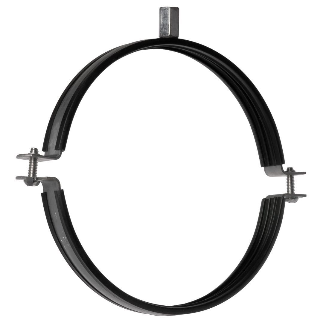 LIRAST Pipe Clamp Ø 160 mm – 6 inch Galvanised Steel Pipe Bracket with Rubber Lining – Wall and Ceiling Fixing – M8/M10 Thread