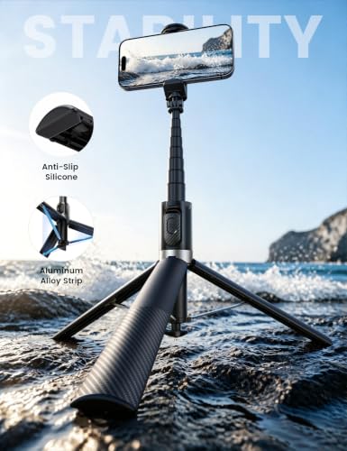 Lamicall 165cm Phone Tripod, Selfie Stick - [Tap-to-Open] Aluminum Tripod for iPhone with Remote & Cold Shoe, Extendable Phone Holder, Compatible with iPhone/Android for Recording Travel Live Stream | Auto Open Phone Tripod Ultra-Stable Phone Stand for Recording for Travel Live Stream Vlog fit iPhone 17 Pro Max Android-Black