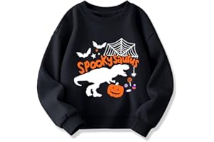 XFSJGNA Kids Halloween Sweatshirt Boys Girls Pumpkin Ghost Dinosaur Glow in The Dark Graphic Shirt Toddler Long Sleeve Outfit Tops