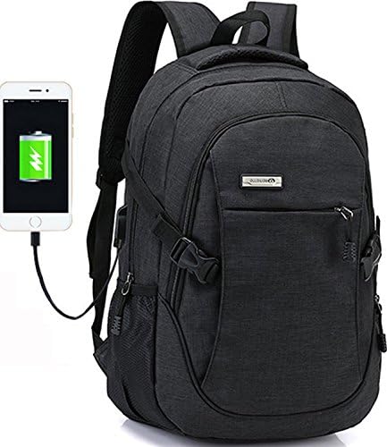 Dream ya A-001 Backpack Business Water Resistant Polyester Laptop with USB Charging Port and Lock Fits Laptop and Notebook, Black