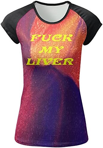Women's Fk My Liver Short Sleeves Round Neck Soft Full Printed Raglan T Shirt Tee Jersey