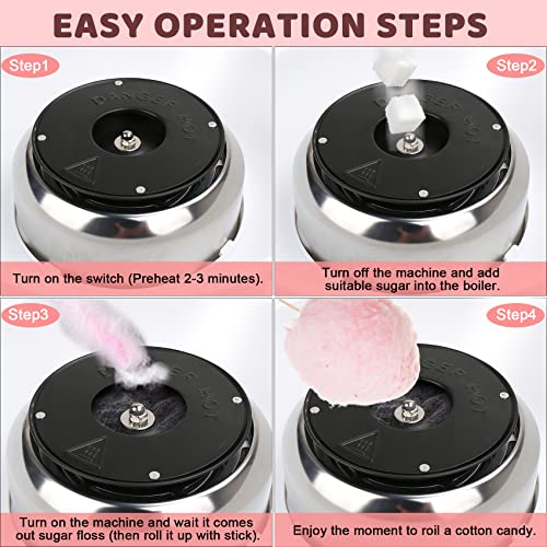 Outamateur Home Cotton Candy Machine - With Sugar Scoop & 10 Bamboo Sticks, 400W For Parties & Kids