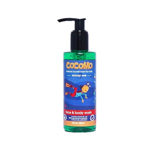 Cocomo Natural - Face & Body Wash for Kids - No Parabens & Sulphates - Minty Sea 200ml (Age: 4 yrs and Above)