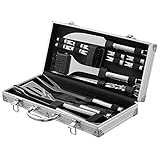 Zeppir Kitchen Premium BBQ Tools Grill Set (20-Piece Kit) Barbecue Grilling Accessories | Indoor & Outdoor Cooking | Heavy-Duty Stainless-Steel Utensils | Spatula, Kabob Skewers, Baster, Tongs, Knife
