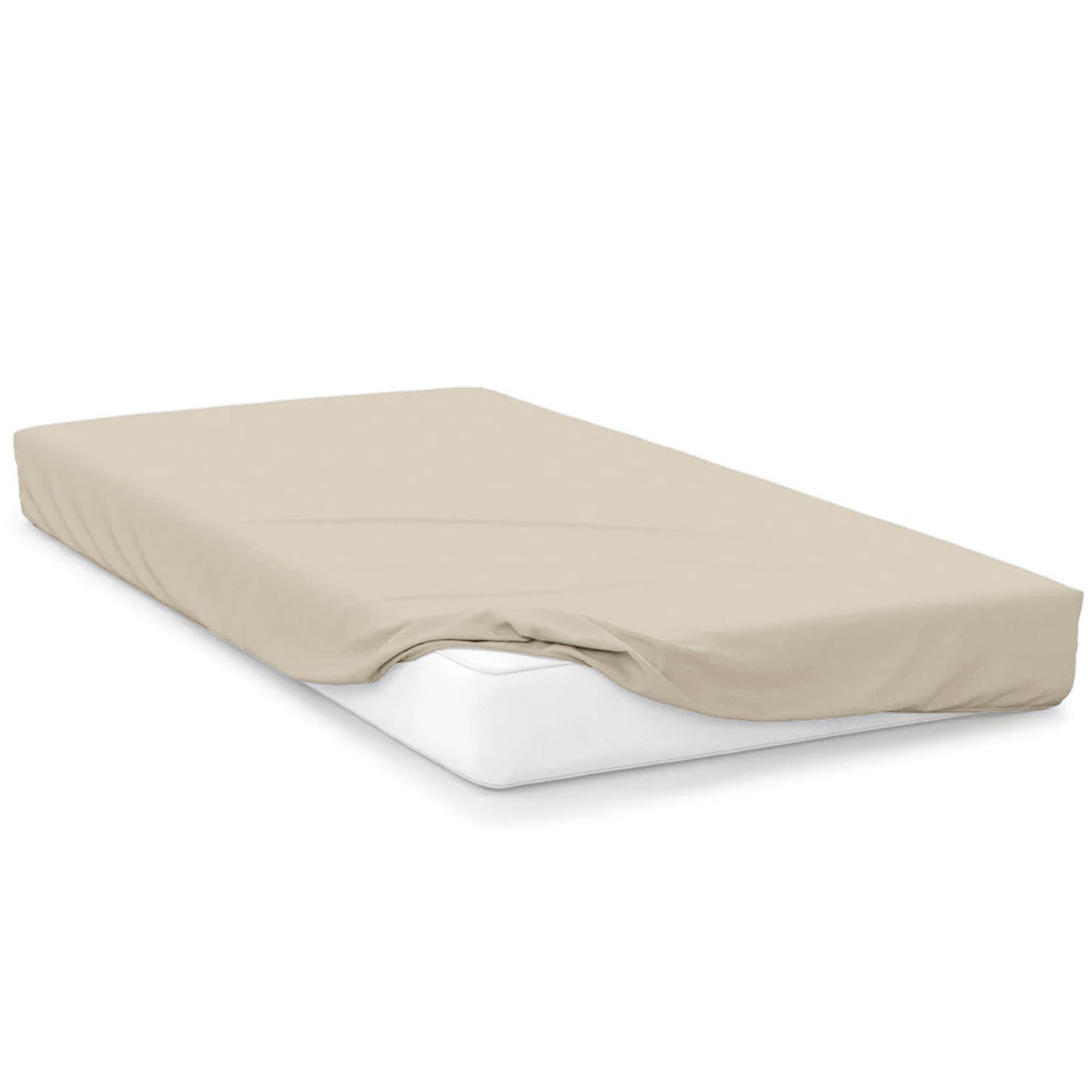 Oxford Homeware Single Fitted Sheet - 40cm Soft Made of Brushed Microfiber 1800 Easy Care Fade Resistant Bed Sheets for Bedding, Cream, (90 x 1191 cm) — image 1