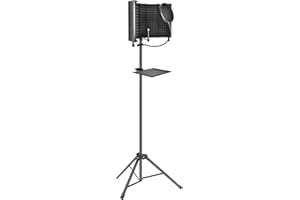 CODN Studio Recording Microphone Isolation Shield with Pop Filter & Tripod Stand, High Density Absorbent Foam to Filter Vocal, Foldable Sound Shield for Blue Yeti and Condenser Microphones