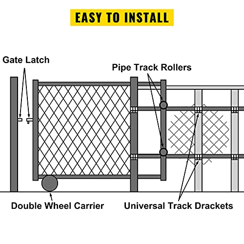 VEVOR Chain Link Rolling Gate Kit Galvanized Steel Rolling Fence 6