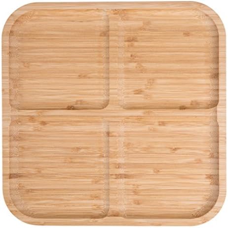 Bamboo Square plate , 12 Inches Coffee Tea Serving Tray Party Dinner Plates Fruit platters