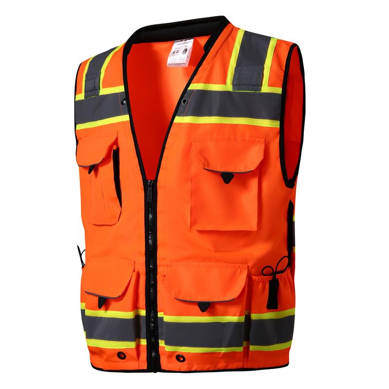 SKSAFETY 12 Pockets Professional level Safety Vest, Class 2 High Visibility Vest, ANSI/ISEA Image
