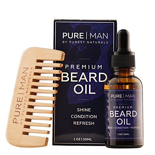 Purest Naturals Organic Beard Oil & Leave-In Conditioner -100% Natural - Best For Groomed Beard Growth, Mustache - Softens & Hydrates Your Beard, Skin & Hair - Stops Itching & Treats Acne