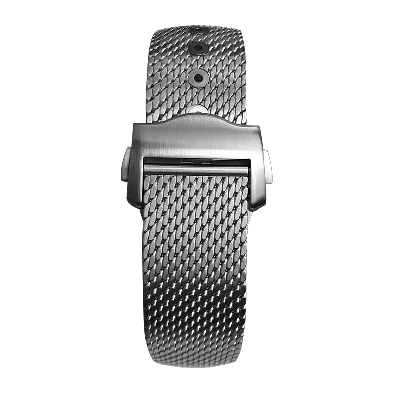 FULNES 20mm Titanium Steel Watch Band Mesh Folding Buckle Watch Strap for Omega Seamaster 007 for Men Bracelet