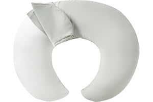ESEN Nursing Pillow with Removable Cover, Ergonomic Breastfeeding Pillow XLarge Size for Nursing Mother Support Bottle Feeding and Breastfeeding - White Pillow Insert - Gray Cover