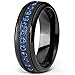Black Titanium Men's Eternity Ring Band With Deep Blue Cubic Zirconia CZ, Size 12