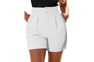 XinYangNi Women's Casual High Waisted Wide Leg Bermuda Shorts Summer Pleated Dressy Shorts with Pockets