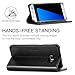 Galaxy S7 Edge Case, SHIELDON Genuine Leather Wallet Case Carry-all Flip Book Case with Stand Feature & ID Credit Card Slots [Magnetic Closure] for Samsung Galaxy S7 Edge, Black