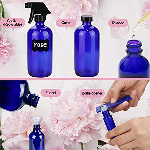 Glass Spray Bottle, Wedama 8 Glass Spray Bottle Set(16/4oz), 24 10 ml Essential Oil Roller Bottles Kits with& Accessories for Aromatherapy Facial Hydration Watering Flowers Hair Care - Thumbnail 5